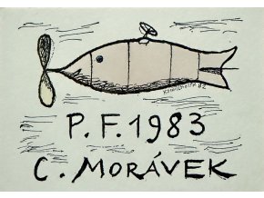 Kamil Lhoták - PF 1983 C. Morávek. Vzducholoď-ryba s vrtulí a volantem, 1982, serigrafie