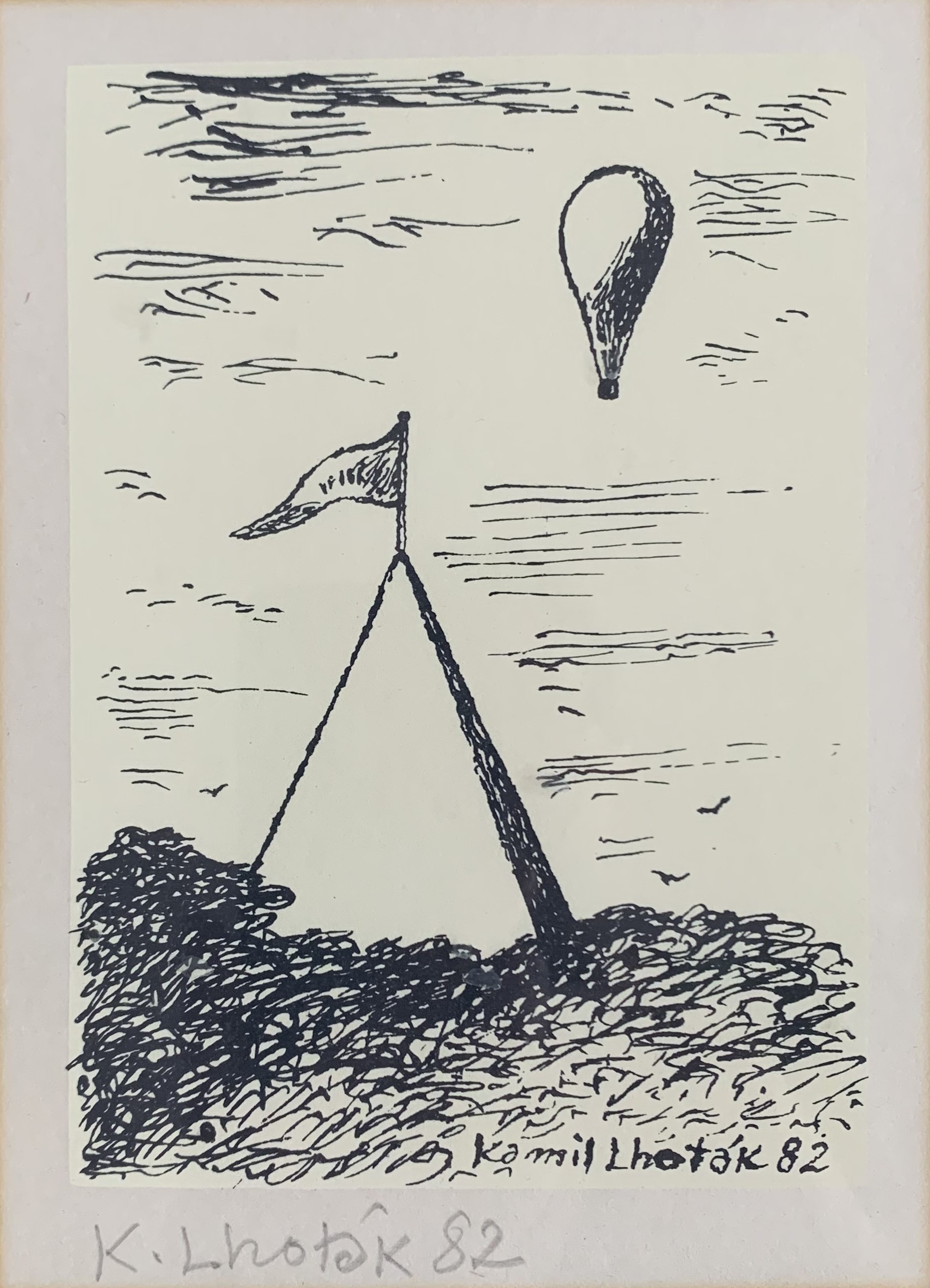 Kamil Lhoták - Život balonu, 1982, serigrafie