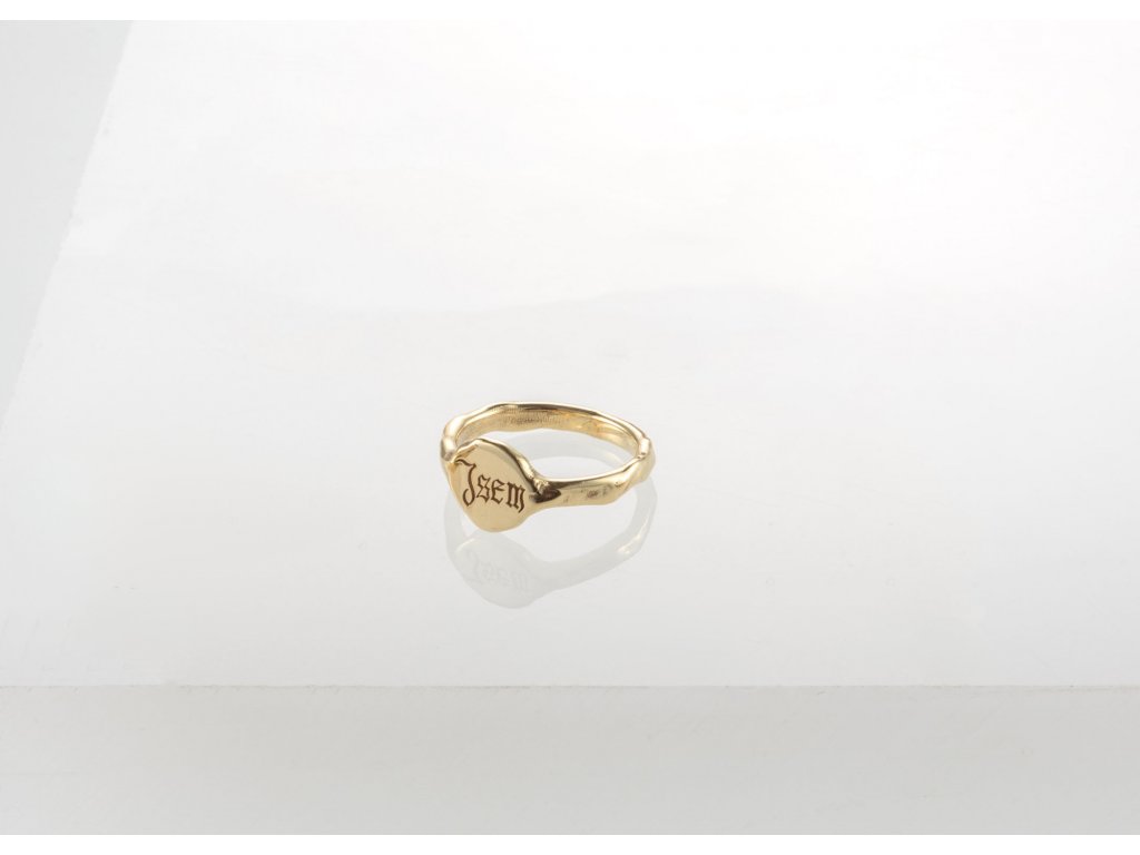 Affirmo „pečetní“ zlatý prsten JSEM - kulatý AU 585/1000