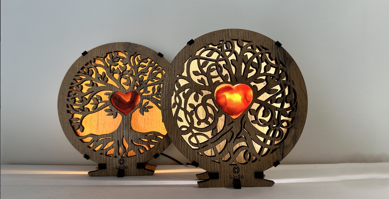 "Strom života s achátovým srdcem" lampa 20x22cm