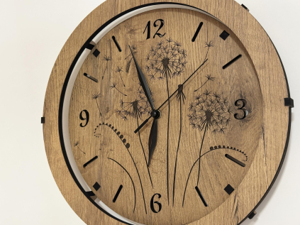 "Pampeliška" Dřevěné hodiny dub