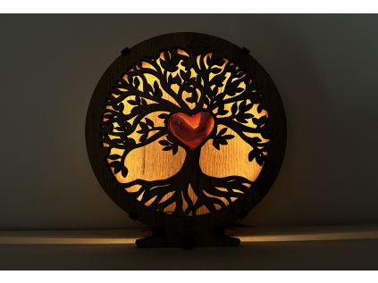 "Strom života s achátovým srdcem" lampa 20x22 cm