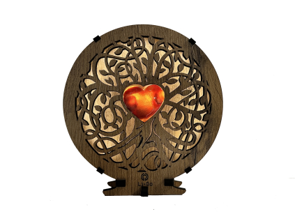 "Strom života s achátovým srdcem" lampa s dvojitým podsvícením 20x22cm