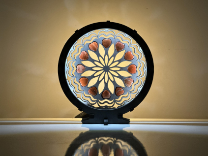 "Srdce, karneolová mandala" Stolní lampa 20x22 cm černá s patinou