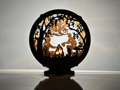 "U ohně" dřevěná lampa s LED plameny 20x22 cm