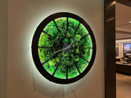 "Mechové hodiny" dřevěné svítidlo 230V 70 cm/černá s patinou