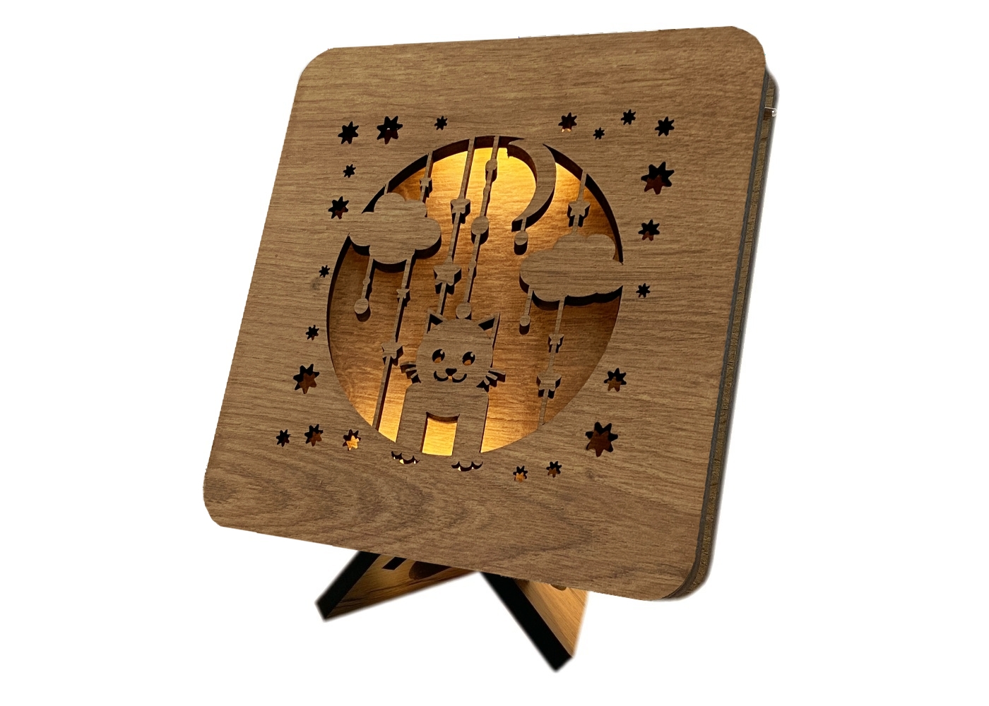 Li-Go "Kočička" lampa 19x19cm provedení povrchu: dub