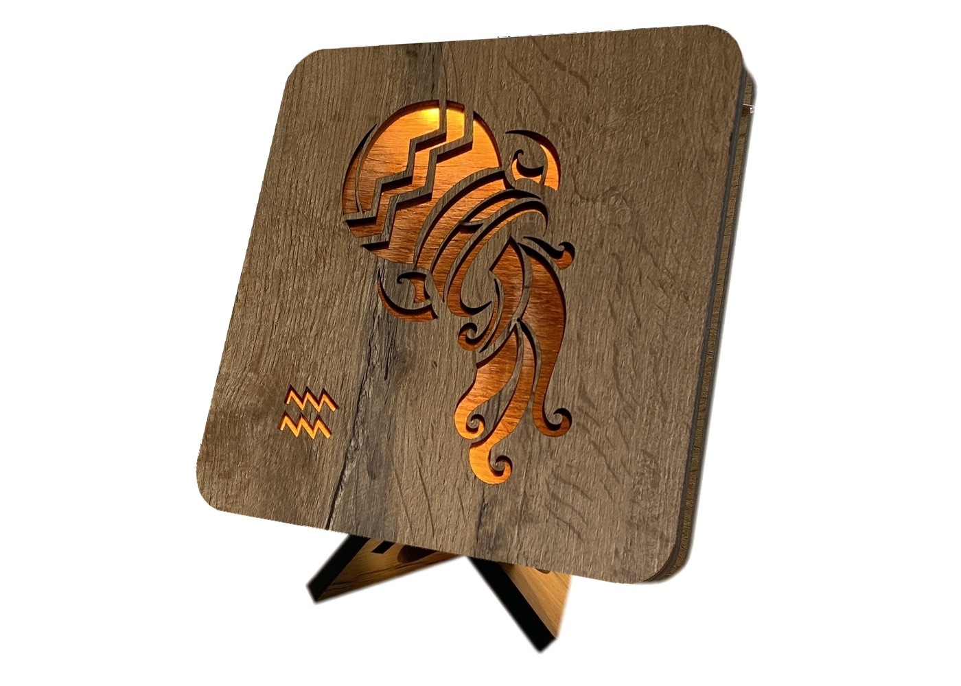 Li-Go Znamení "Vodnář" lampa 19x19cm provedení povrchu: dub