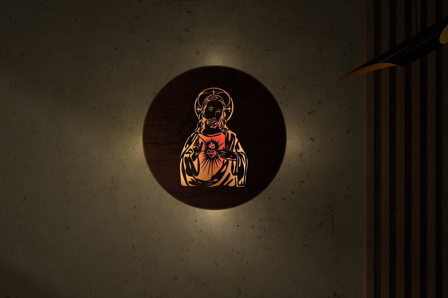 Levně Li-Go "Ježíš a srdce" světelný obrazs baterií 50cm provedení: dub B, varianta: ovládání na obraze + dálkové ovládání