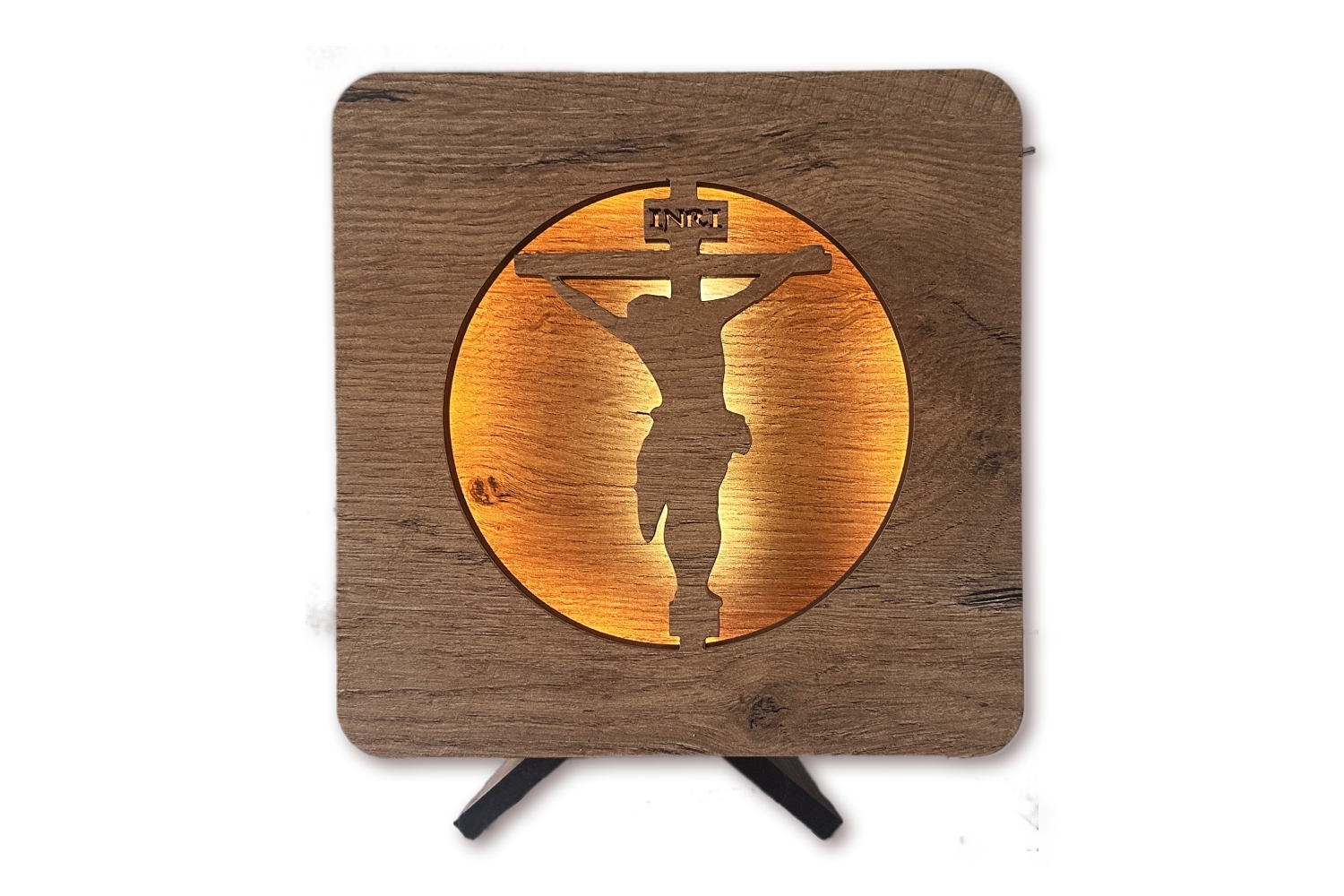 Levně Li-Go "Ježíš na kříži s pulzujícím světlem" lampa 19x19cm provedení povrchu: dub B