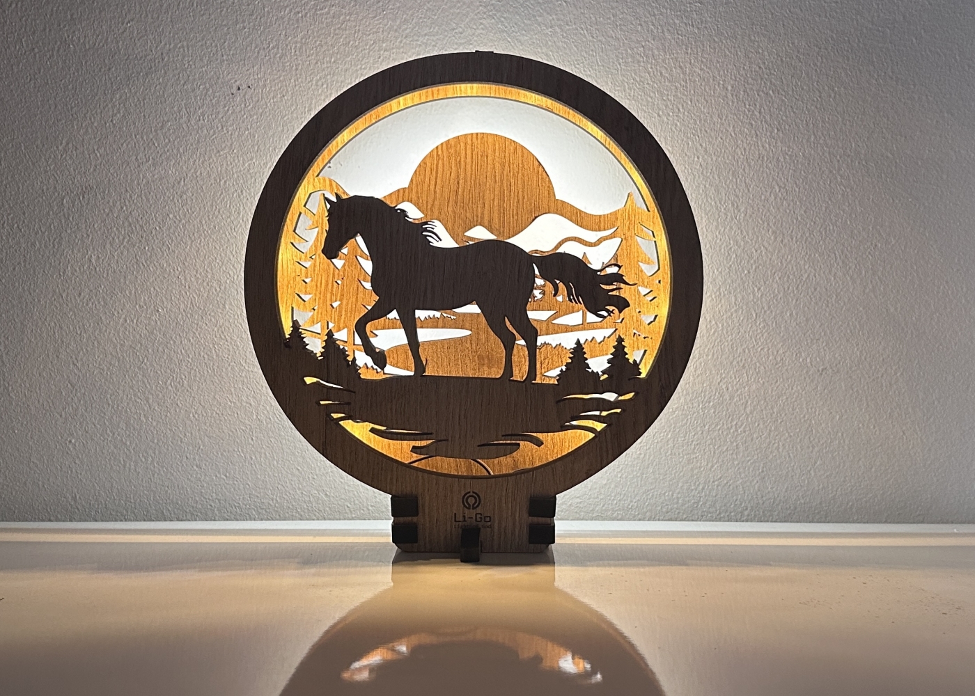 Levně Li-Go "Kůň" lampa 20x22cm provedení povrchu: dub B