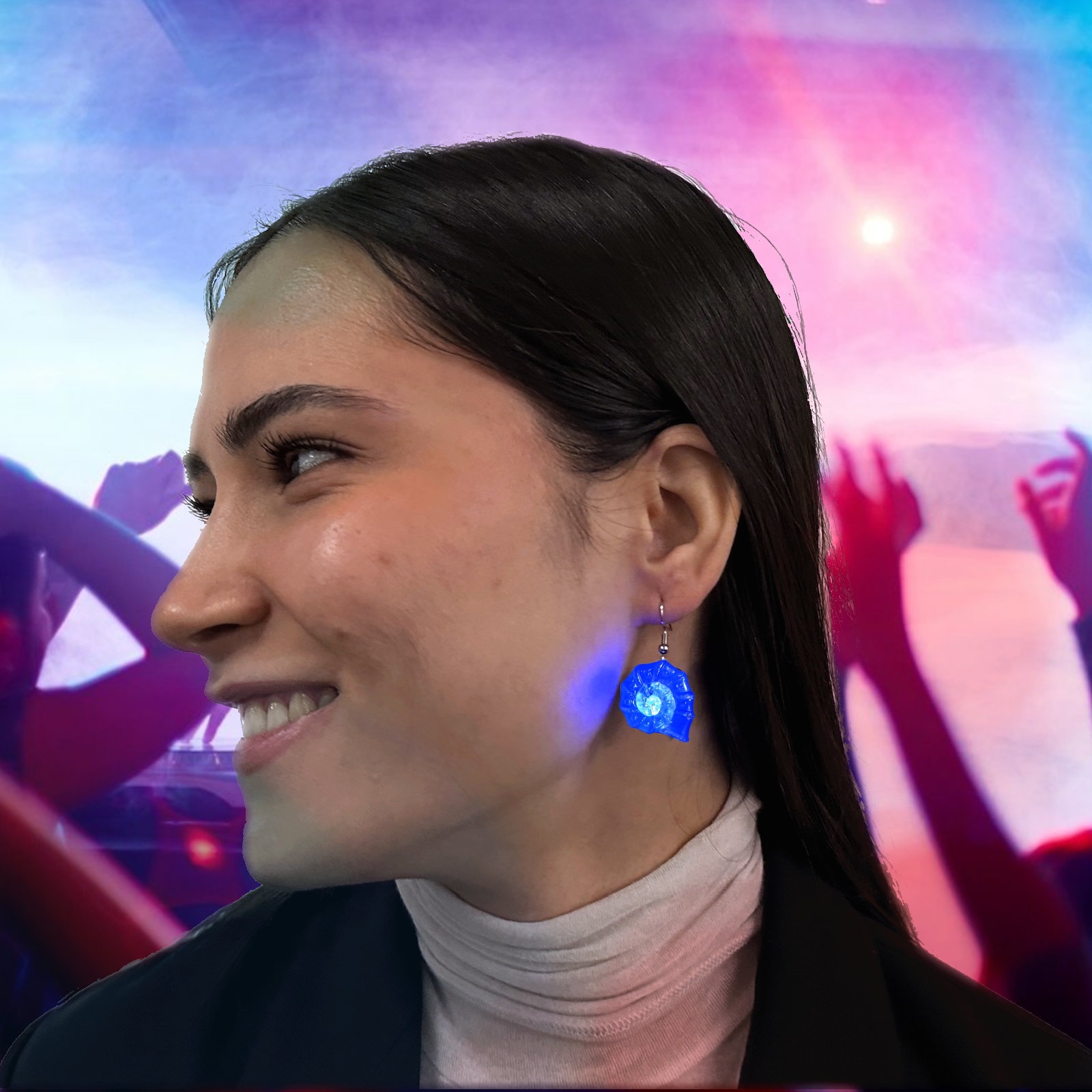 Li-Go Světelné náušnice "Ulity" modrá