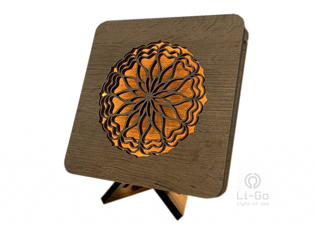 "Mandala srdce" lampa 19x19cm provedení povrchu: dub