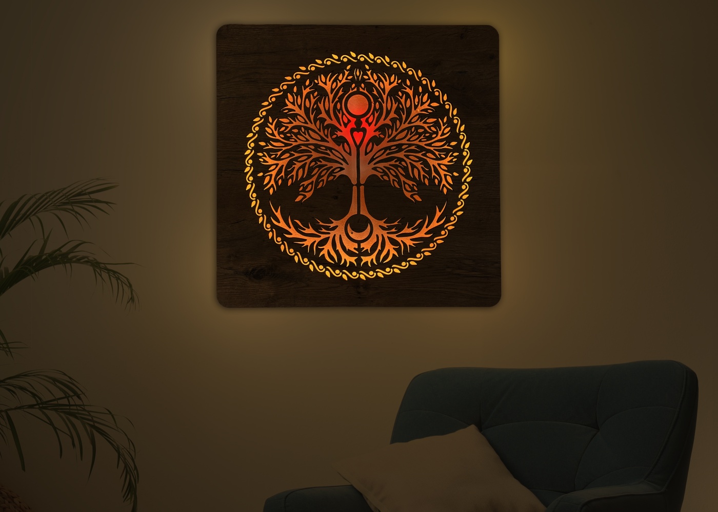 Li-Go "Strom srdce" světelný obraz 230V 62x62cm provedení povrchu: dub