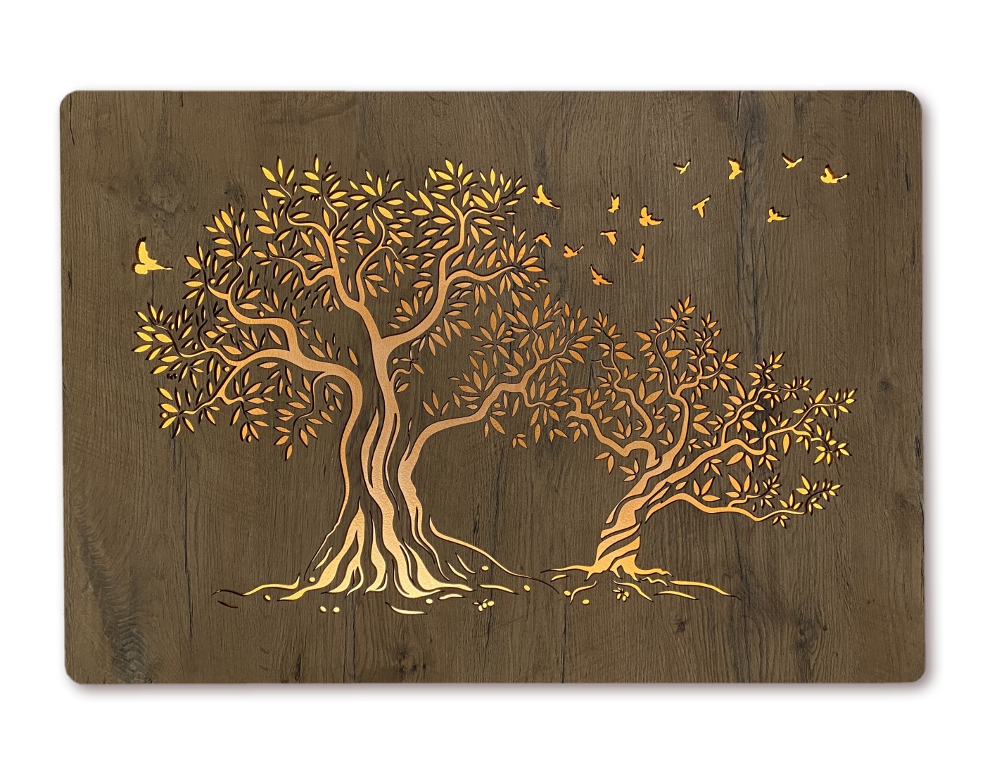 Li-Go "Dvě olivy" světelný obraz 230V 90x62cm provedení povrchu: dub