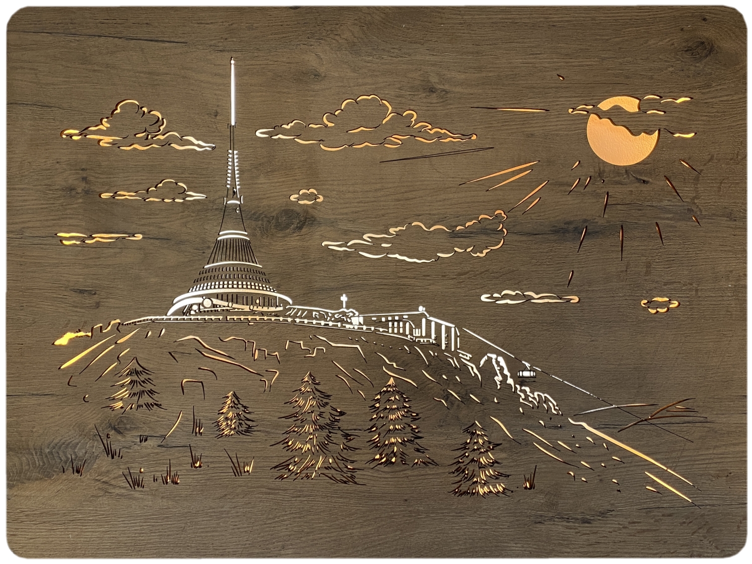 Li-Go "Ještěd" světelný obraz 230V 90x62cm provedení povrchu: dub