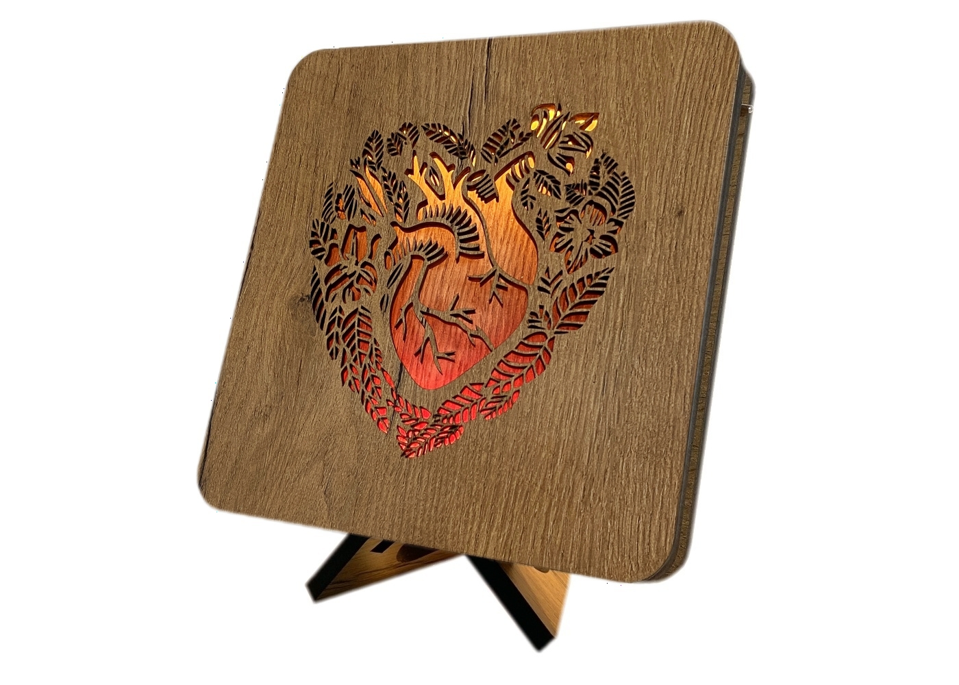 "Srdce" lampa 19x19cm provedení povrchu: dub