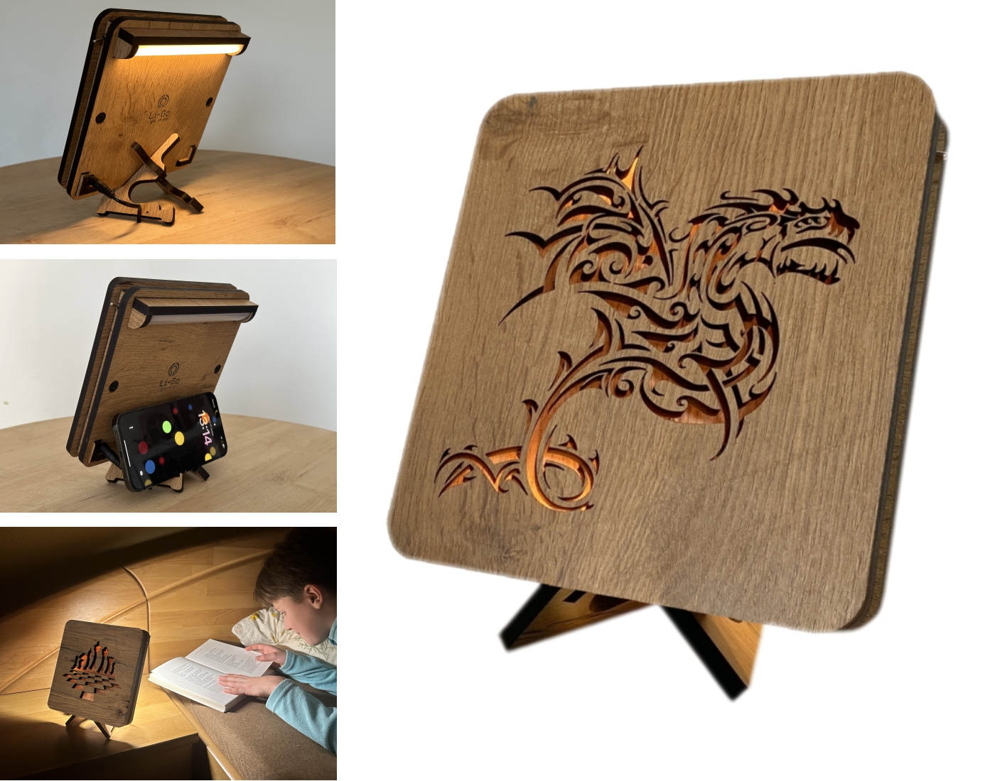 Li-Go "Drak" lampa 19x19cm provedení povrchu: dub