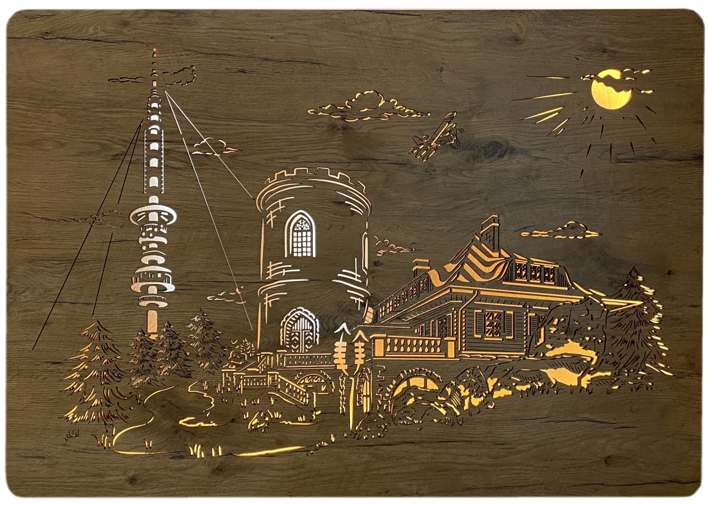 Li-Go "Kleť" světelný obraz 230V 90x62cm provedení povrchu: dub