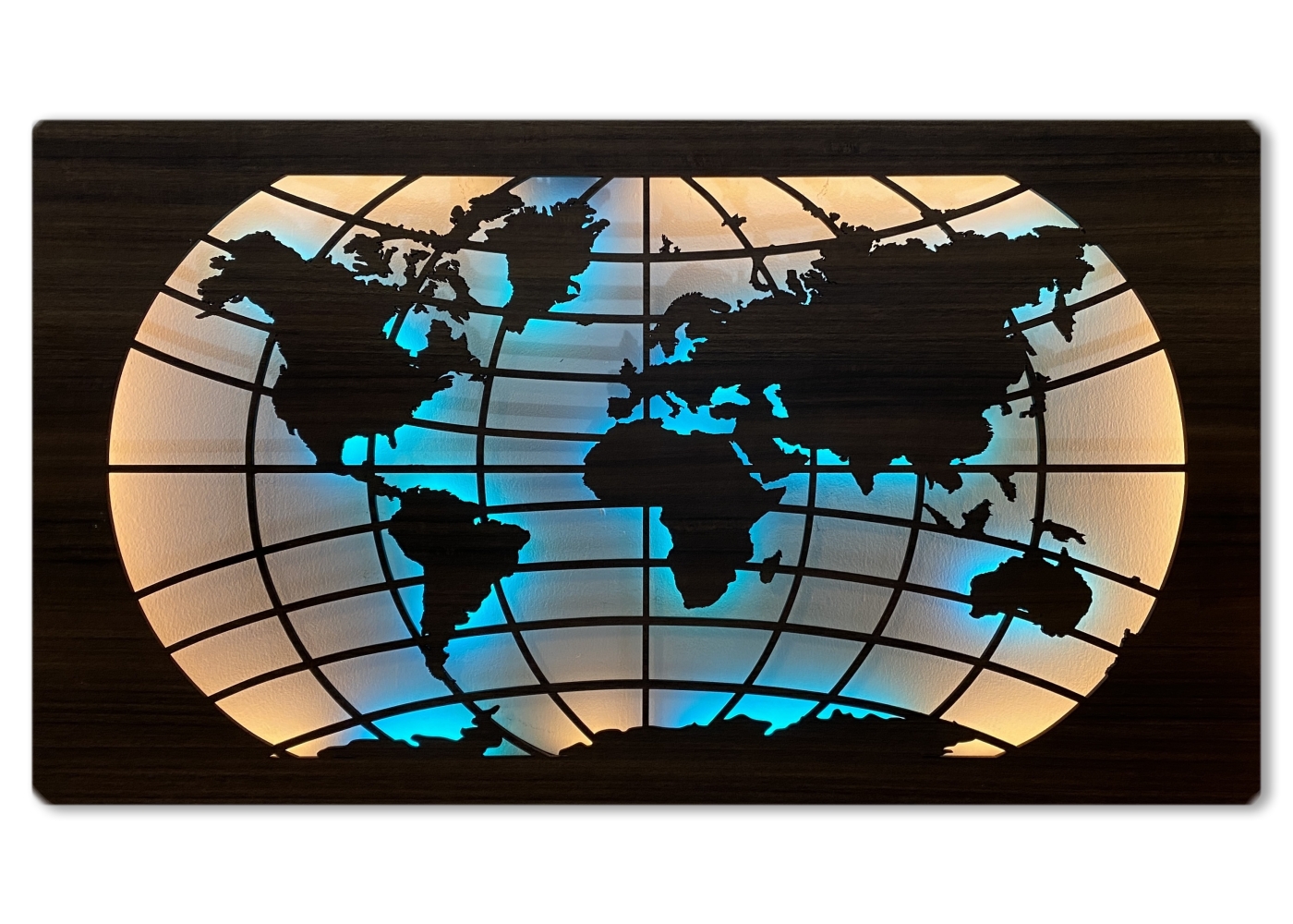 Levně Li-Go "Mapa světa rovnoběžky" světelný RGBW obraz 230V 125x73cm provedení povrchu: dub B