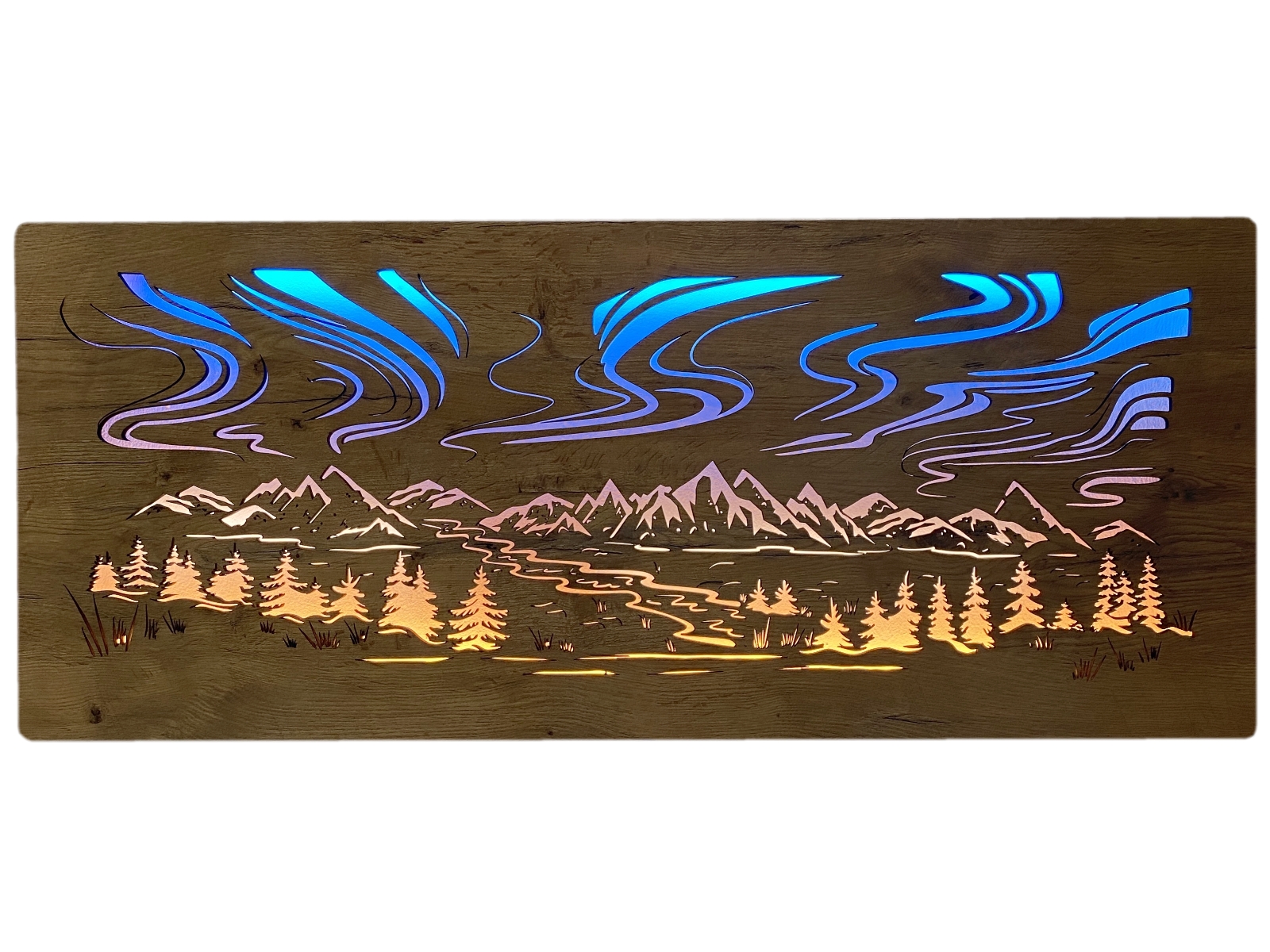 Li-Go "Polární záře" světelný RGBW obraz 230V 120x50cm provedení povrchu: dub