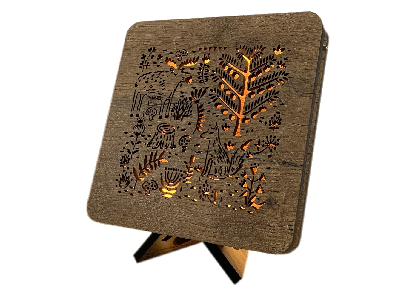 Li-Go "Les s liškou"  lampa 19x19cm provedení povrchu: dub