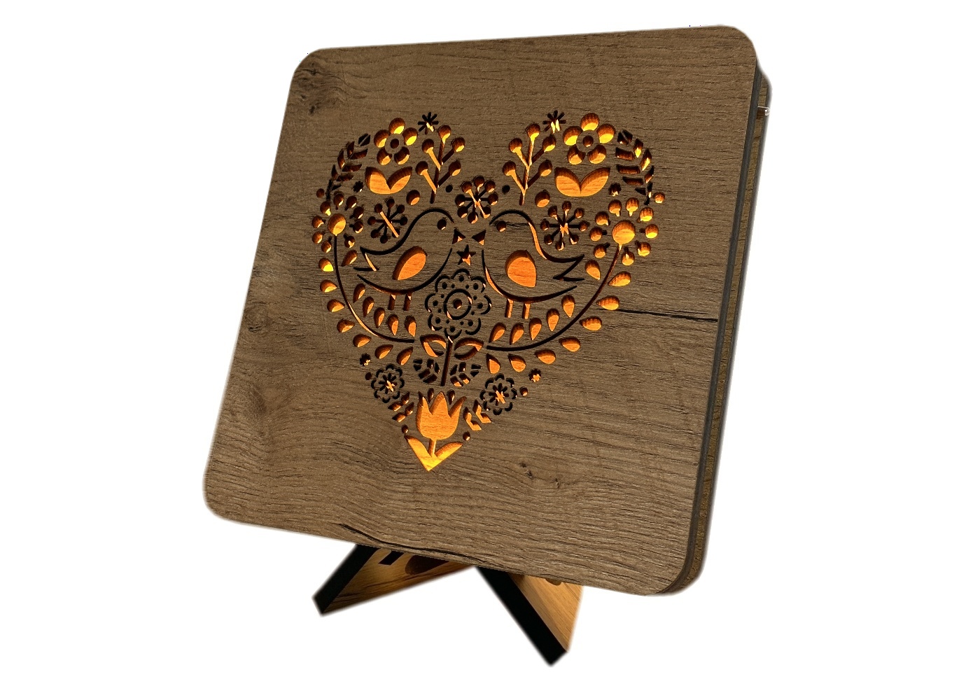 Li-Go "Srdce malované" lampa 19x19cm provedení povrchu: dub