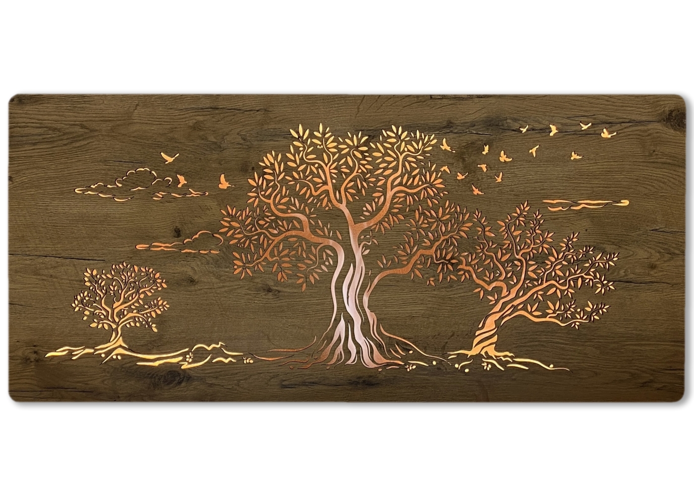 Li-Go "Tři olivy" světelný obraz 120x60cm provedení povrchu: dub