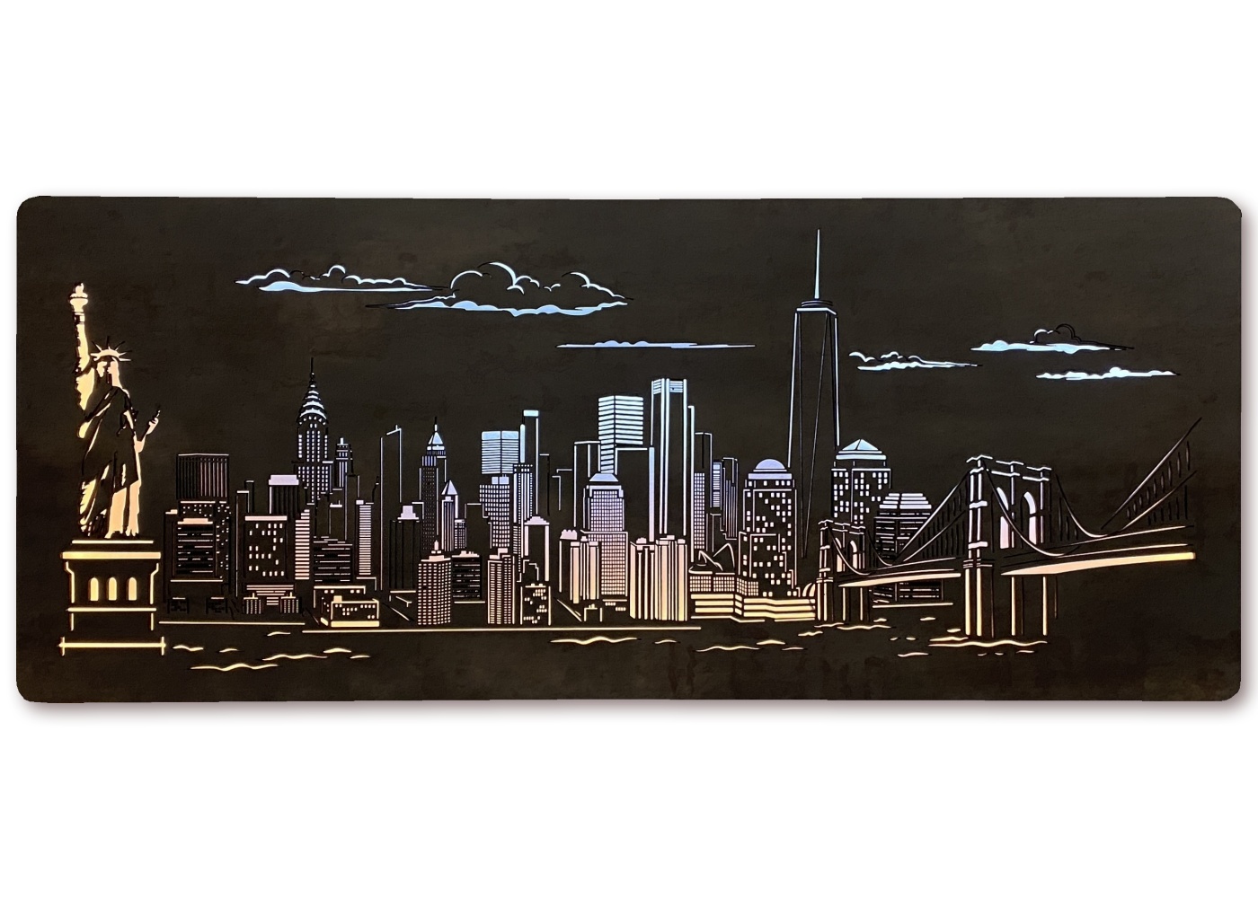 Levně Li-Go "New York" světelný obraz s baterií 120x50cm varianta: ovládání na obraze včetně dálkového ovladače, provedení: dub B