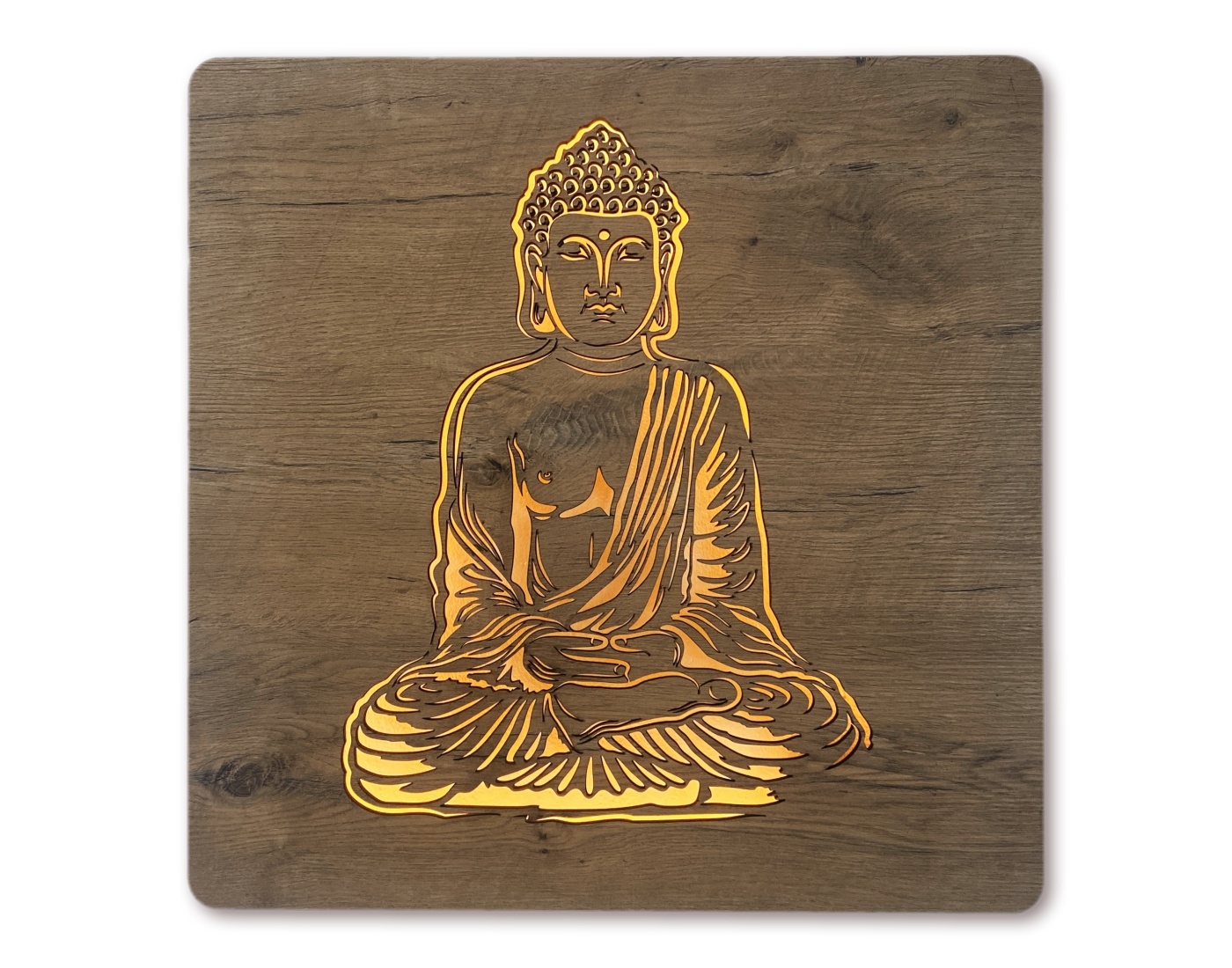 Levně Li-Go "Buddha" světelný obraz s baterií 62x62cm varianta: ovládání na obraze včetně dálkového ovladače, provedení: dub B