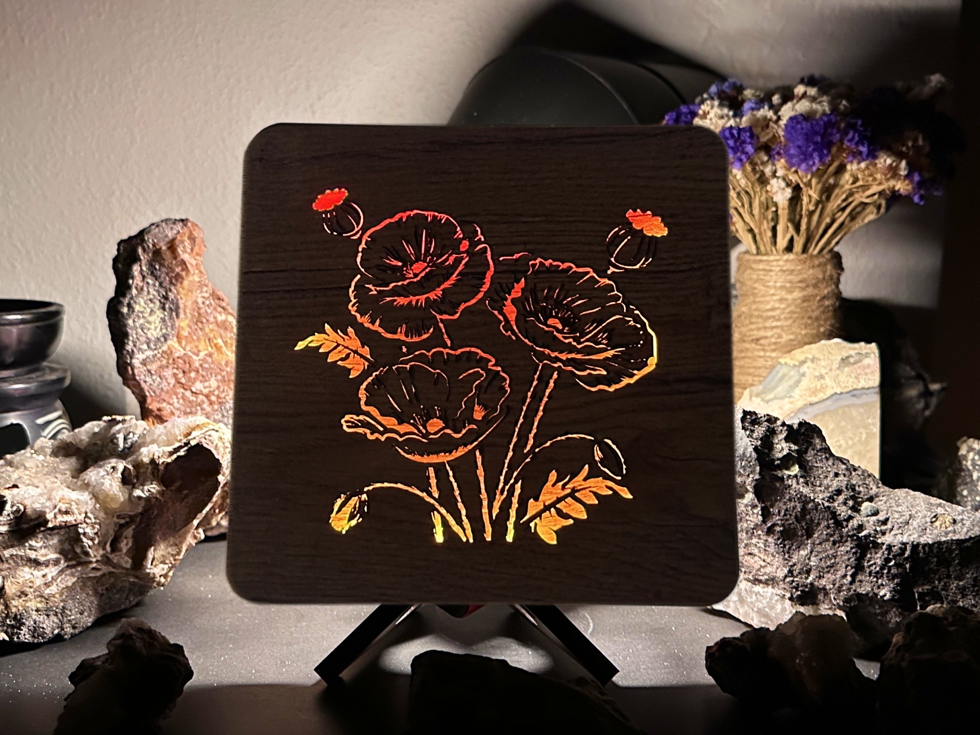 Li-Go "Vlčí máky" lampa 19x19cm provedení povrchu: dub