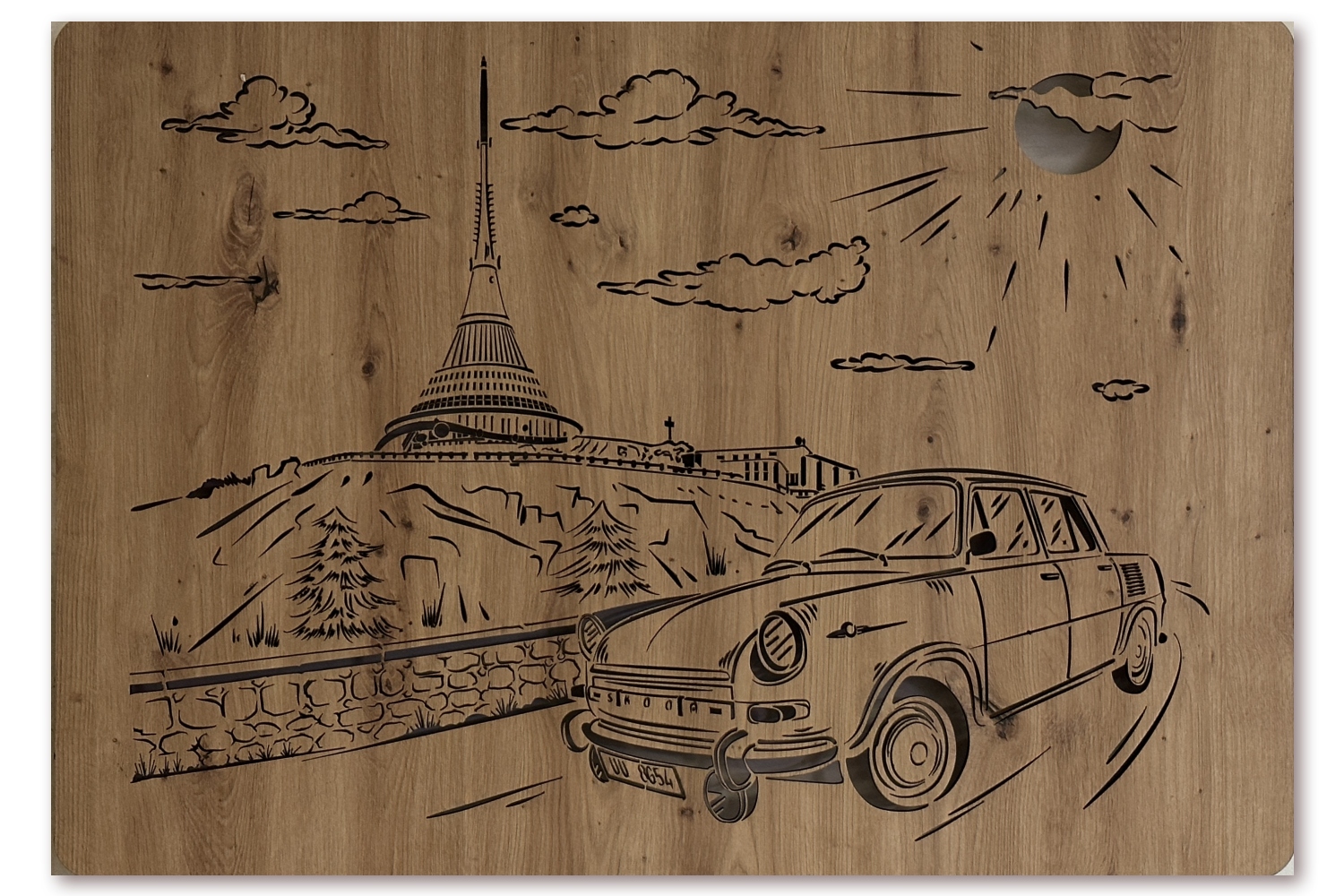 Li-Go "Škoda MB" světelný obraz 230V 100x70cm provedení povrchu: dub