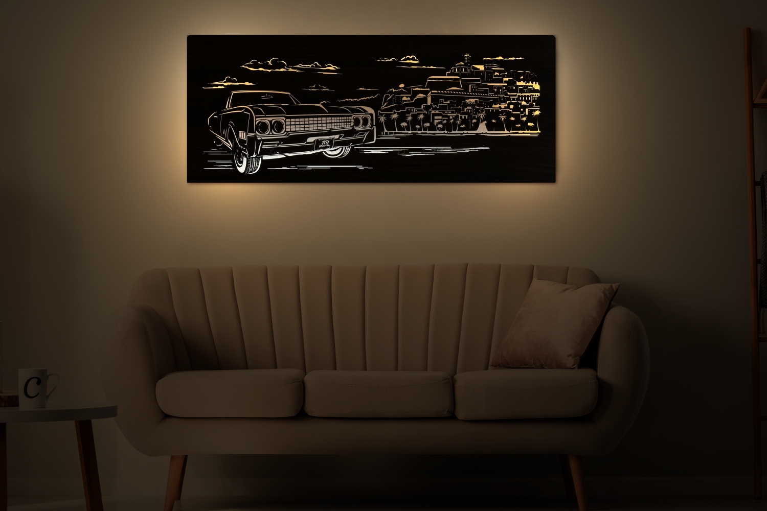 Li-Go "Oldsmobile" světelný obraz 230V 120x50cm provedení povrchu: dub