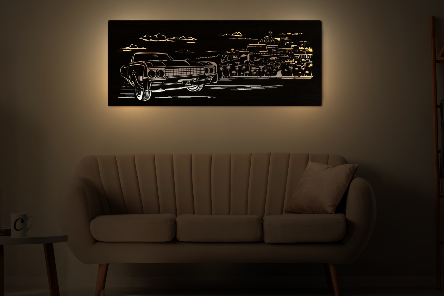 Levně Li-Go "Oldsmobile" světelný obraz 230V 120x50cm provedení povrchu: dub B