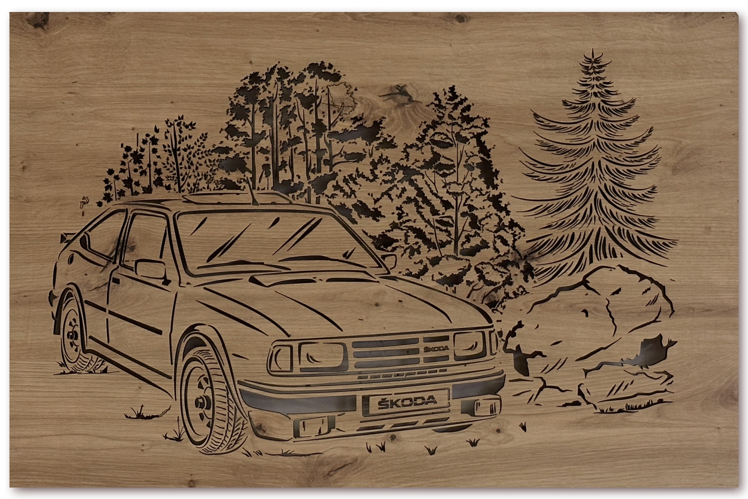 Li-Go "Škoda 130" světelný obraz  230V 80x53cm provedení povrchu: dub