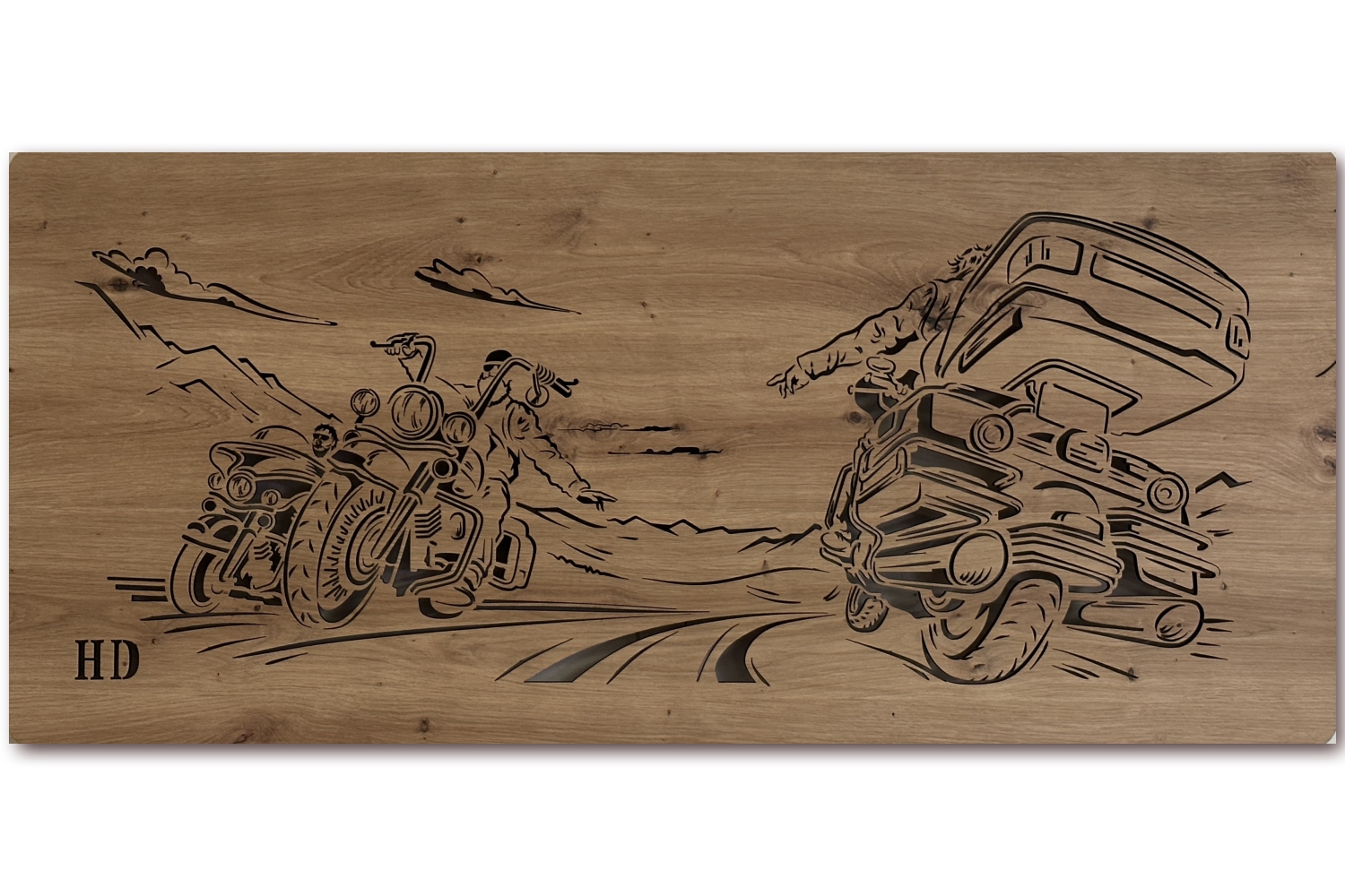 Li-Go "Motorkáři" světelný obraz 230V 120x50cm provedení povrchu: dub