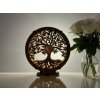 "Strom života s achátovým srdcem" dřevěná lampa s dvojitým podsvícením  20x22 cm