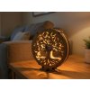 "Strom života s achátovým srdcem" dřevěná lampa s dvojitým podsvícením  20x22 cm/dub