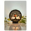 "Strom života s podsvíceným achátovým srdcem" dřevěná lampa, černá s patinou  20x22cm