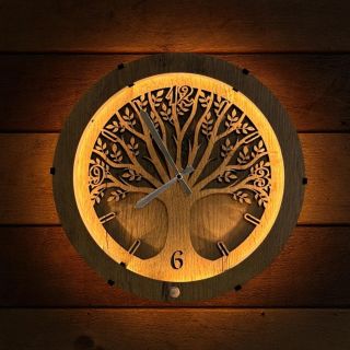 💛Tvoříme srdcem💛 "Strom života" světelné hodiny s powerbankou a pohybovým čidlem/dub Více...