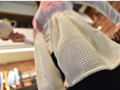 Ružový šál s ecru utierkami 6 ks