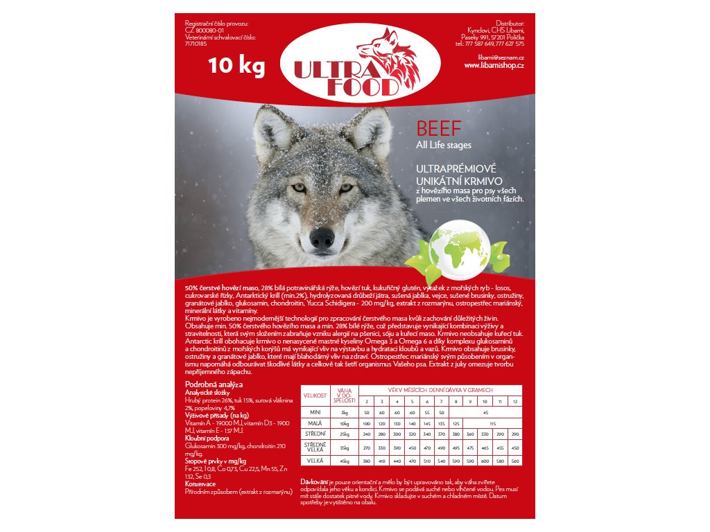 ULTRAFOOD  BEEF All Life Stages 10+2 kg zdarma