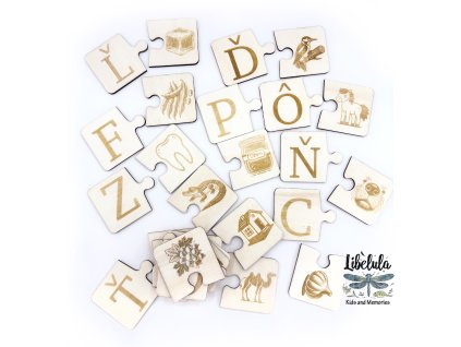 Písmenkáčik - Abecedné Puzzle – spájanie písmen a obrázkov (drevené)
