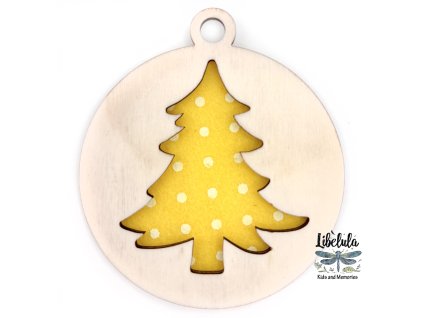 Drevená vianočná ozdoba s vianočným motívom 2 (Farba Žltá)