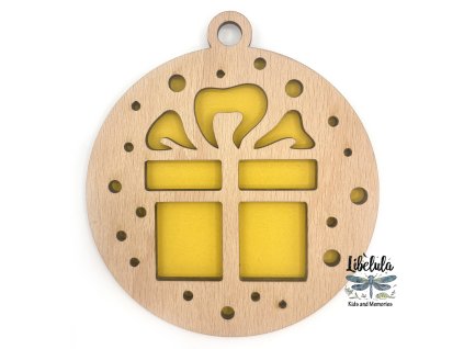 Drevená vianočná ozdoba s vianočným motívom 5 (Farba Žltá)