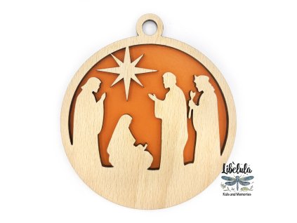 Drevená vianočná ozdoba s vianočným motívom 19 (Farba Žltá)