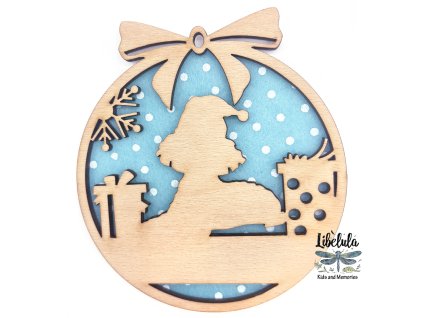 Drevená vianočná ozdoba s vianočným motívom 35 (Farba Zelená)