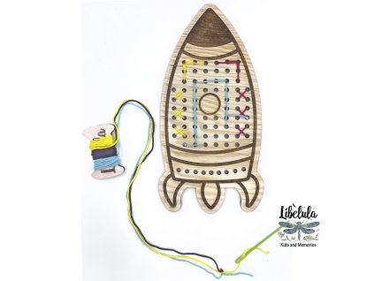 Drevené tvary na šnurovanie - MiniDots - Raketa