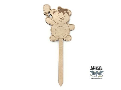 2410 dreveny zapich na tortu macko s balonikom