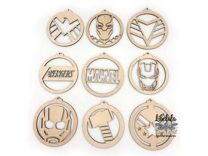 Drevená vianočná ozdoba – MARVEL sada